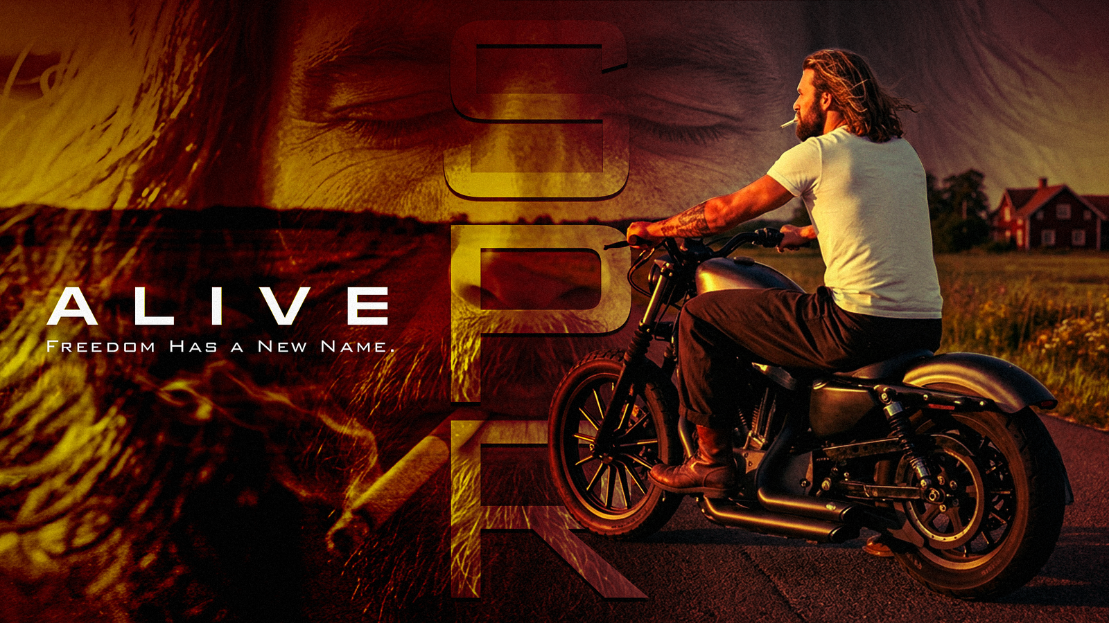 Alive motorcycle commercial artwork