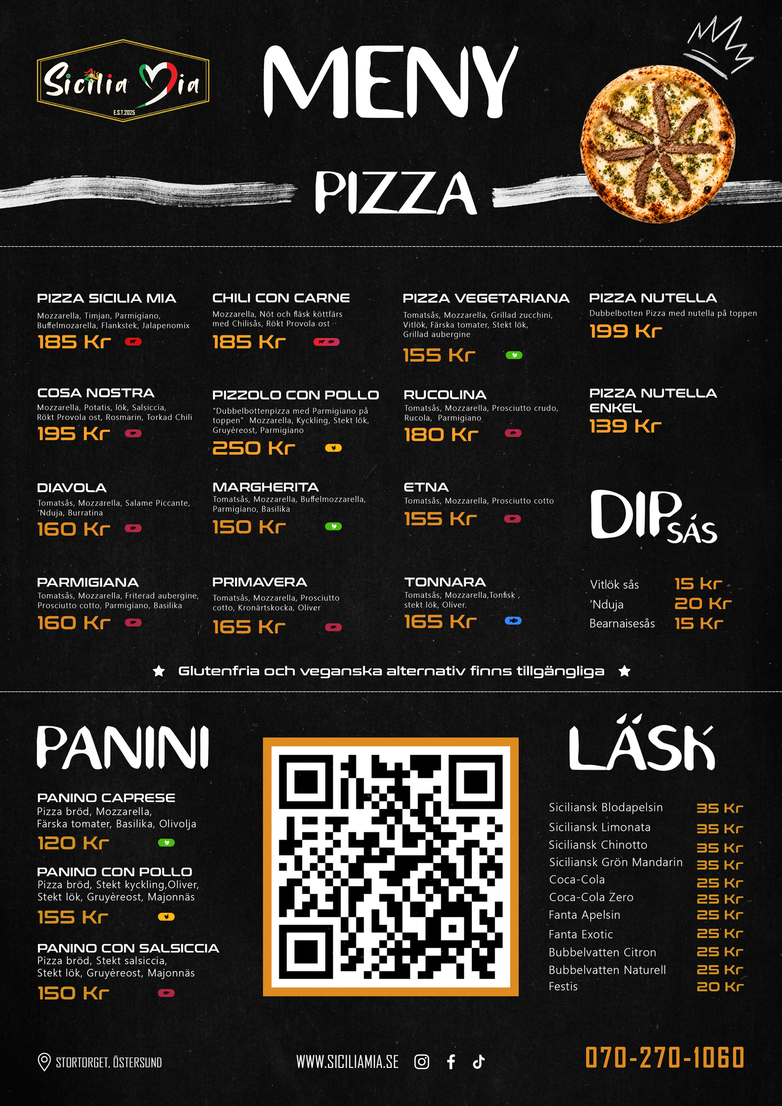Sicilia Mia restaurant menu design